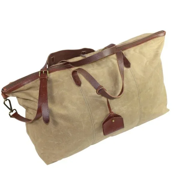 Madewell Transporter Khaki Green Canvas Brown leather Accent Duffle Weekender - Picture 2 of 9